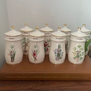 VINTAGE Rare 1989 Flower Fairies Ceramic Spice Jars by Gresham - Set of 8